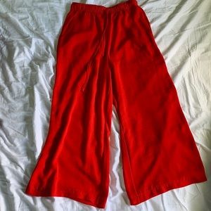 Stradivarius adjustable cropped loose red pants size M